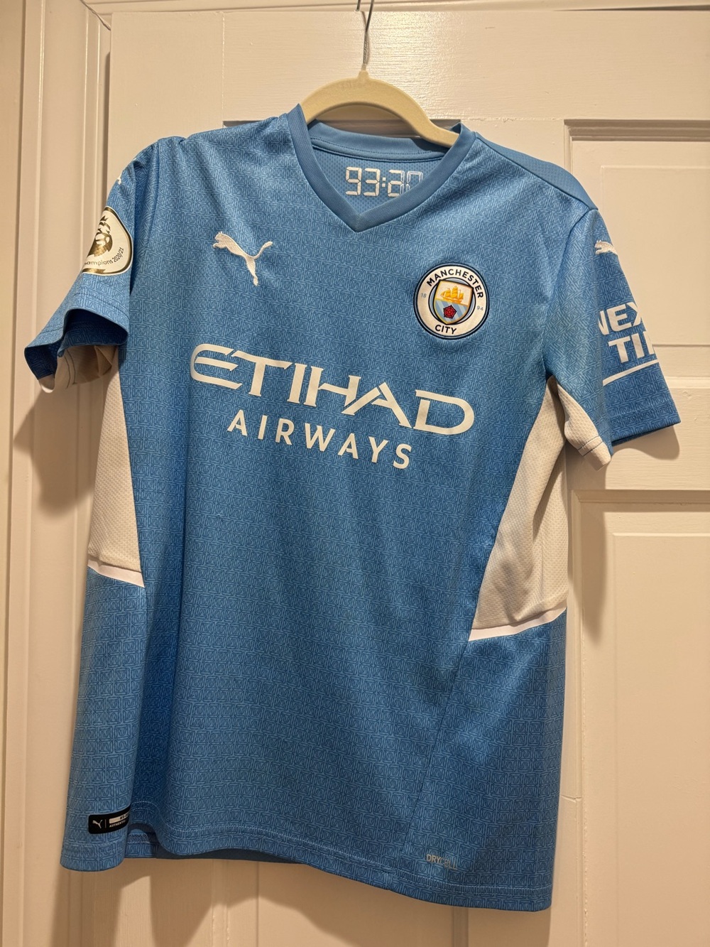 Kevin De Bruyne Puma Kids Manchester City Sky Blue and White Soccer Jersey